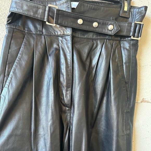 Iro Leather Paper Bag Waist Pants in black size 4 - Picture 10 of 12